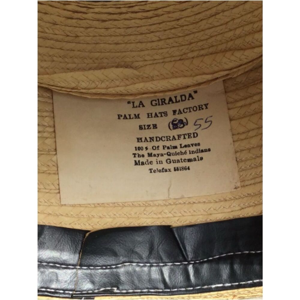 Gumarcaah Guatamala Handwoven Palm Beaded Bow Vintage Hat 55cm - Picture 6 of 6